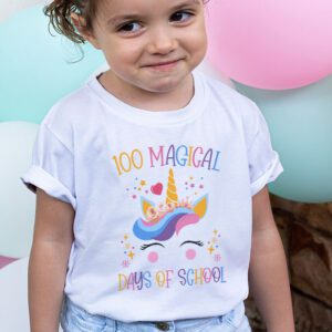 100th Day of School Unicorn 100 Magical Days Teacher Girls T Shirt 1 1