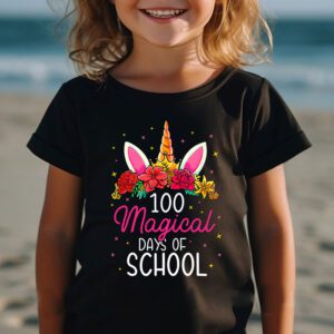 100th Day of School Unicorn 100 Magical Days Teacher Girls T Shirt 2 4