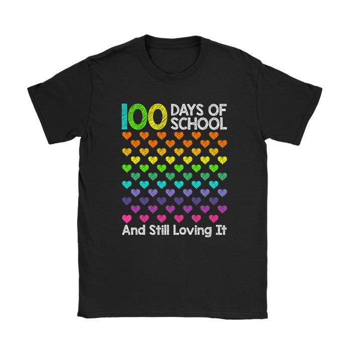 100th-Day-of-School-and-Still-Loving-It-100-Rainbow-Hearts-T-Shirt 100th Day of School and Still Loving It 100 Rainbow Hearts T-Shirt