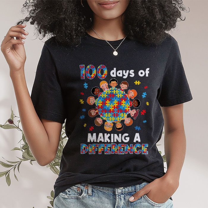 Autism Awareness Making Differences 100 Days Of School T Shirt 1 1