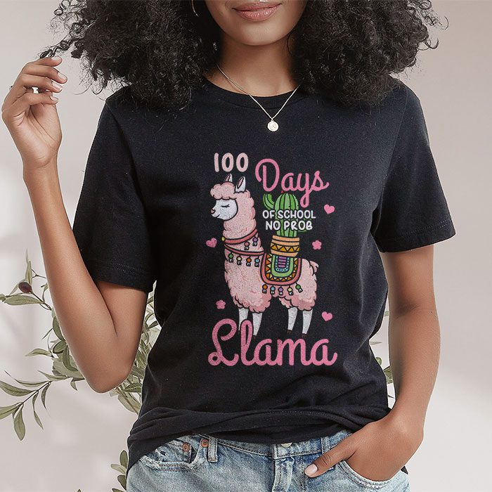 Celebrating-100-Days-of-School-NoProb-Llama-Kids-Teachers-T-Shirt-1 Celebrating 100 Days of School NoProb Llama Kids Teachers T Shirt 1 1