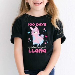Celebrating 100 Days of School NoProb Llama Kids Teachers T Shirt 2 2