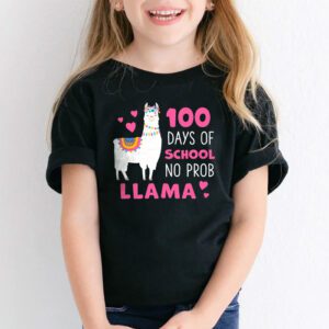 Celebrating 100 Days of School NoProb Llama Kids Teachers T Shirt 2