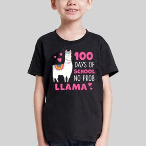 Celebrating 100 Days of School NoProb Llama Kids Teachers T Shirt 3