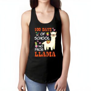 Celebrating 100 Days of School NoProb Llama Kids Teachers Tank Top 1 4