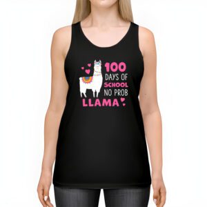 Celebrating 100 Days of School NoProb Llama Kids Teachers Tank Top 2