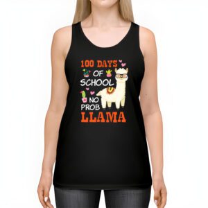 Celebrating 100 Days of School NoProb Llama Kids Teachers Tank Top 2 4