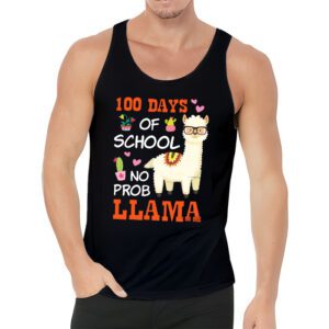 Celebrating 100 Days of School NoProb Llama Kids Teachers Tank Top 3 4