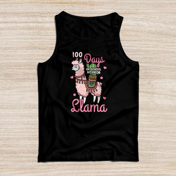 Celebrating-100-Days-of-School-NoProb-Llama-Kids-Teachers-Tank-Top Celebrating 100 Days of School NoProb Llama Kids & Teachers Tank Top