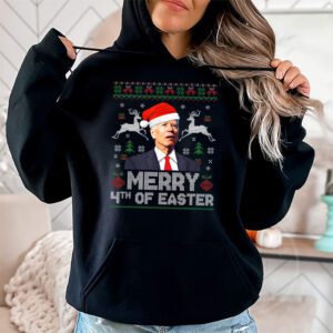 Funny Joe Biden Christmas Santa Hat Merry 4th Of Easter Xmas Hoodie 1