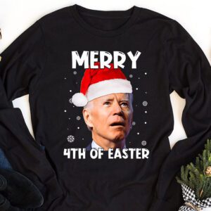 Funny Joe Biden Christmas Santa Hat Merry 4th Of Easter Xmas Longsleeve Tee 1 1