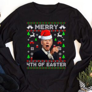Funny Joe Biden Christmas Santa Hat Merry 4th Of Easter Xmas Longsleeve Tee 1 4