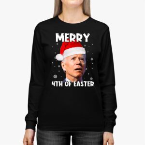 Funny Joe Biden Christmas Santa Hat Merry 4th Of Easter Xmas Longsleeve Tee 2 1