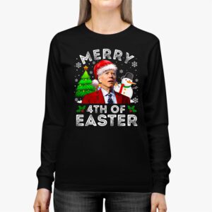 Funny Joe Biden Christmas Santa Hat Merry 4th Of Easter Xmas Longsleeve Tee 2 3