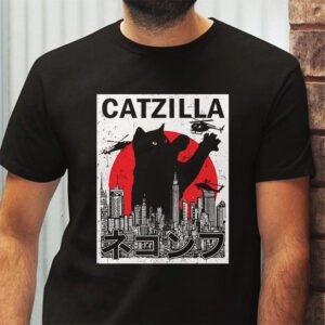 Funny Vintage Japanese Catzilla Siamese Cat Lover T Shirt 2