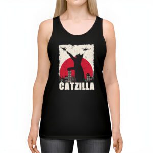 Funny Vintage Japanese Catzilla Siamese Cat Lover Tank Top 2 2