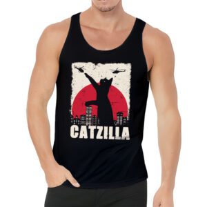 Funny Vintage Japanese Catzilla Siamese Cat Lover Tank Top 3 2