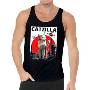 Funny Vintage Japanese Catzilla Siamese Cat Lover Tank Top 3 3