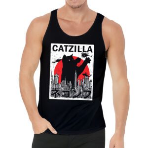 Funny Vintage Japanese Catzilla Siamese Cat Lover Tank Top 3