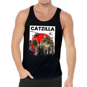 Funny Vintage Japanese Catzilla Siamese Cat Lover Tank Top 3 4