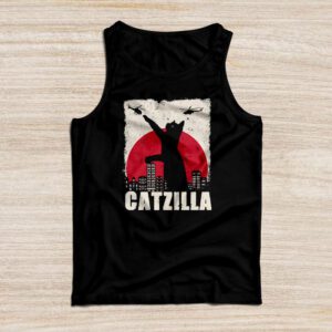 Funny Vintage Japanese Catzilla Siamese Cat Lover Tank Top