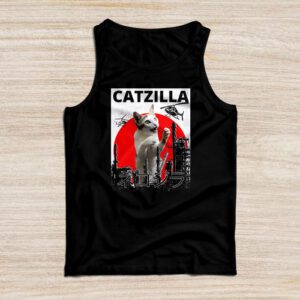 Funny Vintage Japanese Catzilla Siamese Cat Lover Tank Top