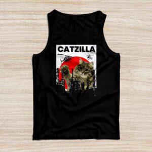 Funny Vintage Japanese Catzilla Siamese Cat Lover Tank Top