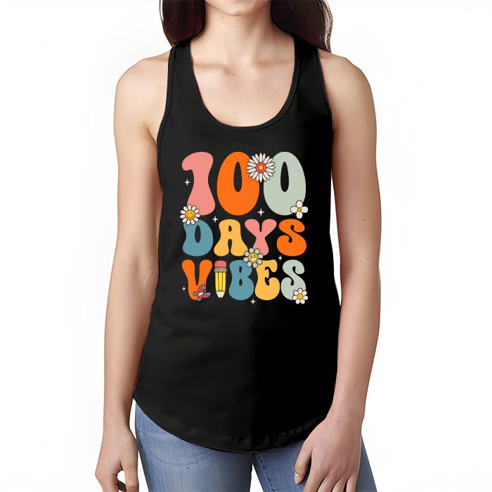 Groovy 100th Day Of School 100 Days Vibes Teacher Kids Tank Top 1 2