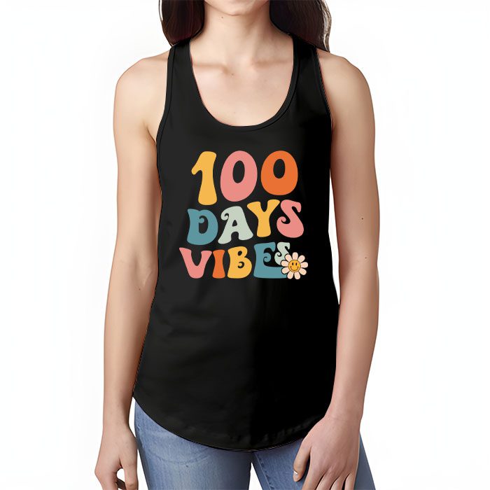 Groovy 100th Day Of School 100 Days Vibes Teacher Kids Tank Top 1 4