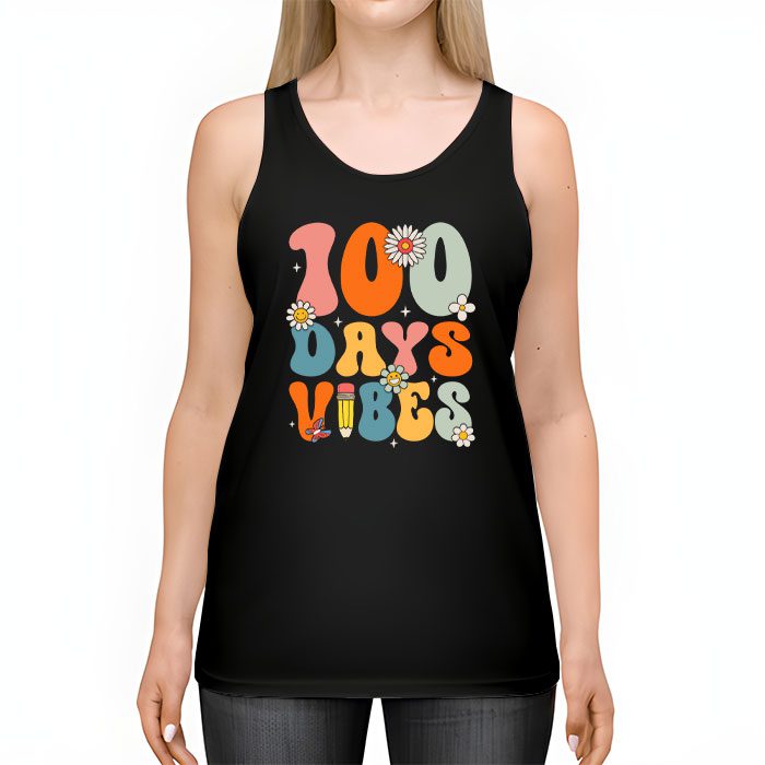 Groovy 100th Day Of School 100 Days Vibes Teacher Kids Tank Top 2 2