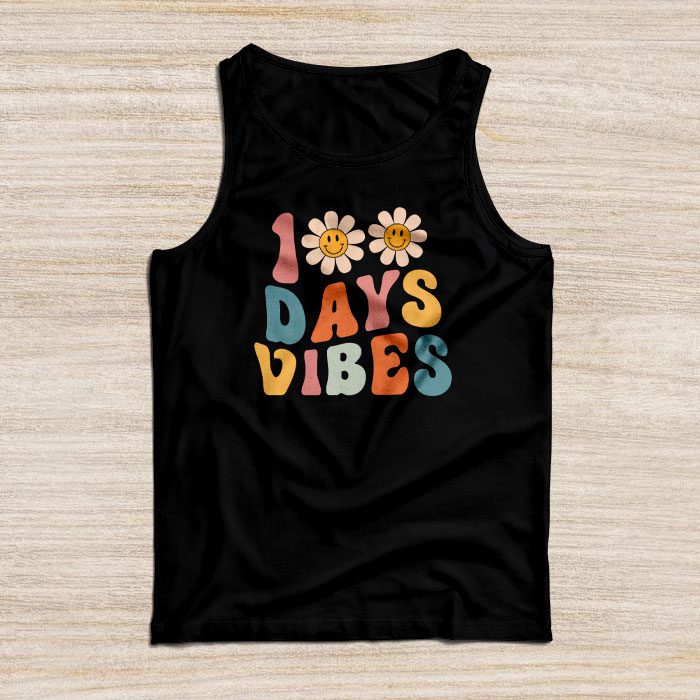 Groovy 100th Day Of School 100 Days Vibes Teacher Kids Tank Top