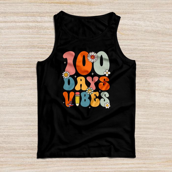 Groovy 100th Day Of School 100 Days Vibes Teacher Kids Tank Top