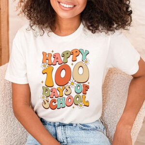 Groovy Teacher Student 100th Day Of School Happy 100 Days T Shirt 1