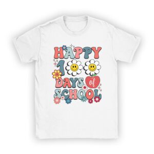 Groovy Teacher Student 100th Day Of School Happy 100 Days T-Shirt