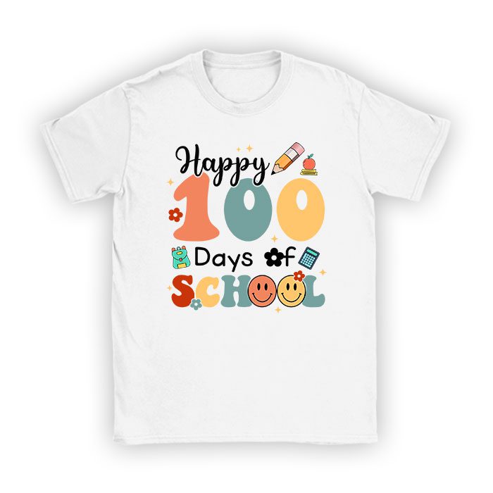 Groovy Teacher Student 100th Day Of School Happy 100 Days T-Shirt