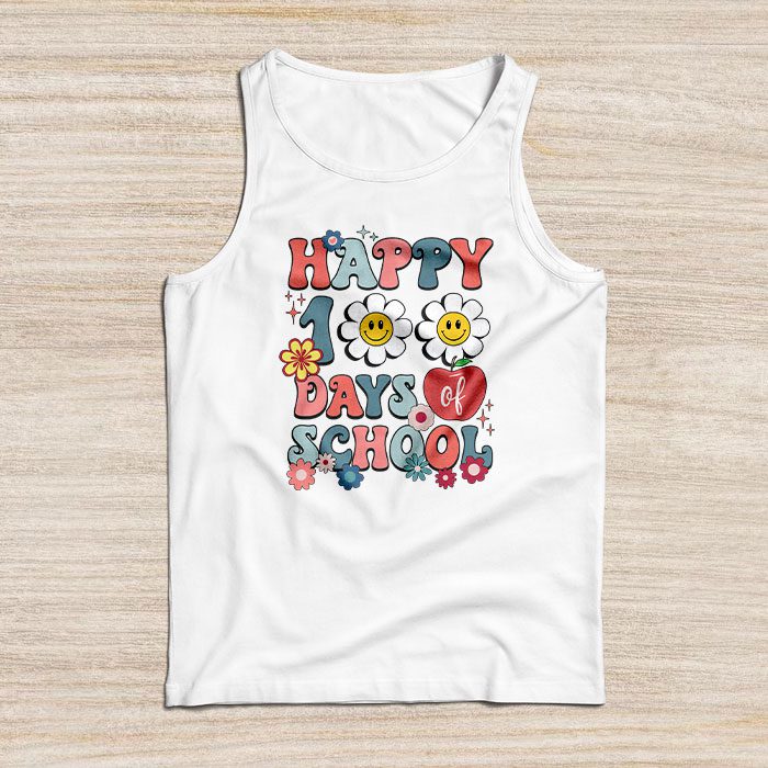 Groovy-Teacher-Student-100th-Day-Of-School-Happy-100-Days-Tank-Top Groovy Teacher Student 100th Day Of School Happy 100 Days Tank Top