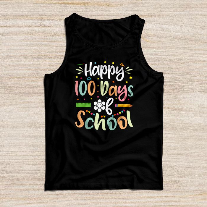 Groovy-Teacher-Student-100th-Day-Of-School-Happy-100-Days-Tank-Top Groovy Teacher Student 100th Day Of School Happy 100 Days Tank Top