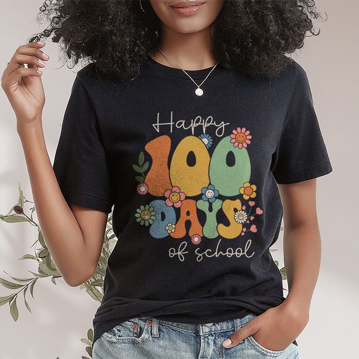 Happy-100-Days-Of-School-Retro-Groovy-Teacher-Student-Kids-T-Shirt-1 Happy 100 Days Of School Retro Groovy Teacher Student Kids T Shirt 1