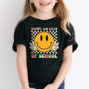 Happy 100 Days Of School Retro Groovy Teacher Student Kids T Shirt 2 4