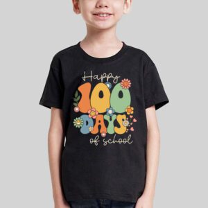 Happy 100 Days Of School Retro Groovy Teacher Student Kids T-Shirt 3 Happy 100 Days Of School Retro Groovy Teacher Student Kids T Shirt 3