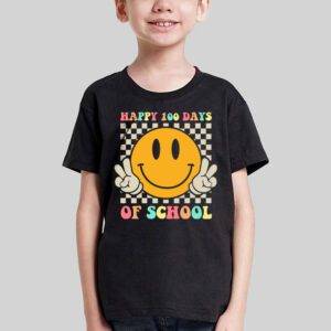 Happy 100 Days Of School Retro Groovy Teacher Student Kids T Shirt 3 4
