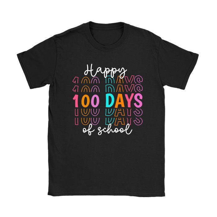 Happy 100 Days Of School Retro Groovy Teacher Student Kids T-Shirt