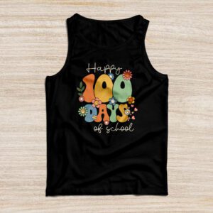 Happy 100 Days Of School Retro Groovy Teacher Student Kids Tank Top