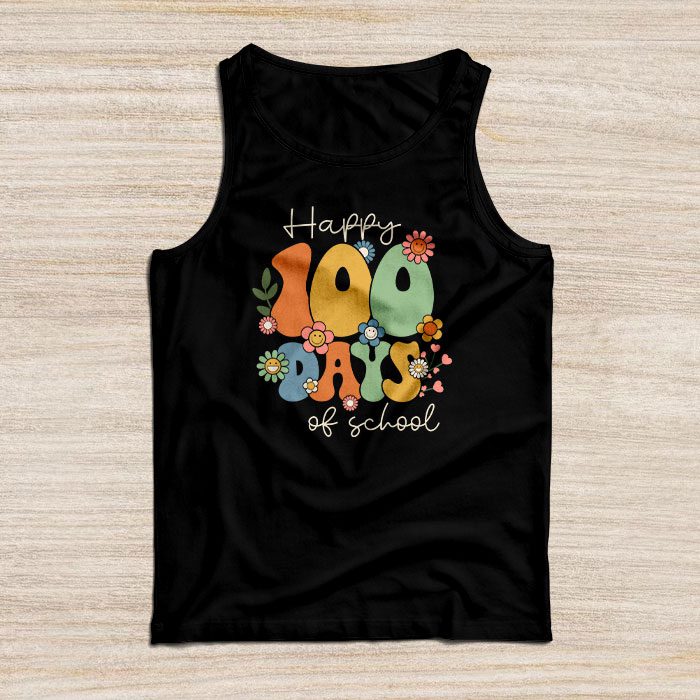 Happy-100-Days-Of-School-Retro-Groovy-Teacher-Student-Kids-Tank-Top Happy 100 Days Of School Retro Groovy Teacher Student Kids Tank Top