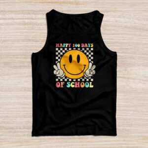 Happy 100 Days Of School Retro Groovy Teacher Student Kids Tank Top