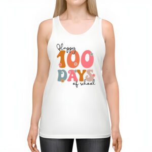 Happy 100 Days Of School Retro Groovy Teacher Student Kids Tank Top 2 12