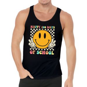 Happy 100 Days Of School Retro Groovy Teacher Student Kids Tank Top 3 14