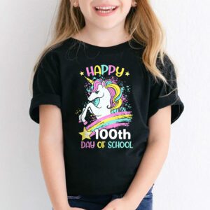 Happy 100th Day Of School Funny Unicorn Student Kids Girls T Shirt 1 3