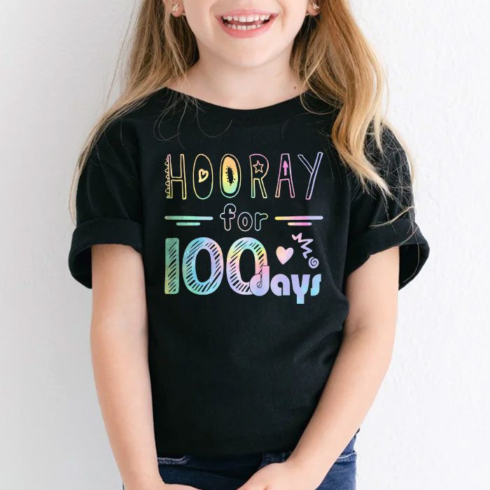 Happy 100th Day Of School Hooray For 100 Days Teachers Kids T Shirt 2 3