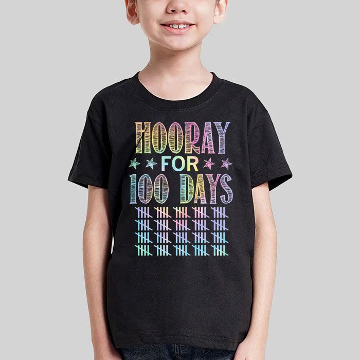 Happy 100th Day Of School Hooray For 100 Days Teachers Kids T Shirt 3 4